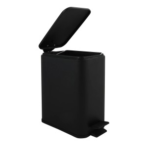 Schwarzer Spirella Kosmetikeimer Erik, 5 Liter, mit offenem Deckel und Pedal.