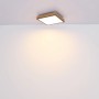Quadratische LED Deckenleuchte Doro, 30 cm, mit Holz- und Aluminiumrahmen. Warmweißes Licht.
