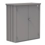 Biohort Geräteschuppen Romeo M, quarzgrau. Gartenschrank aus Metall mit Doppeltür und Griff.