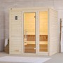 Weka Massivholzsauna Bergen mit Glastür und Fenster im Sparset, 5,4 kW Ofen inklusive.