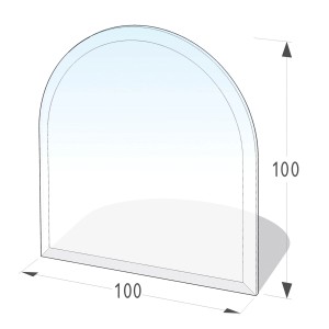 Lienbacher Funkenschutzplatte aus Glas, Rundbogen, 8mm stark, 100x100cm, für Kamin und Ofen.