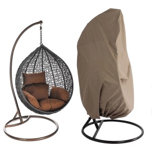 Home Deluxe Hängesessel Cielo grau mit Polyrattan, Kissen und Regenschutz.