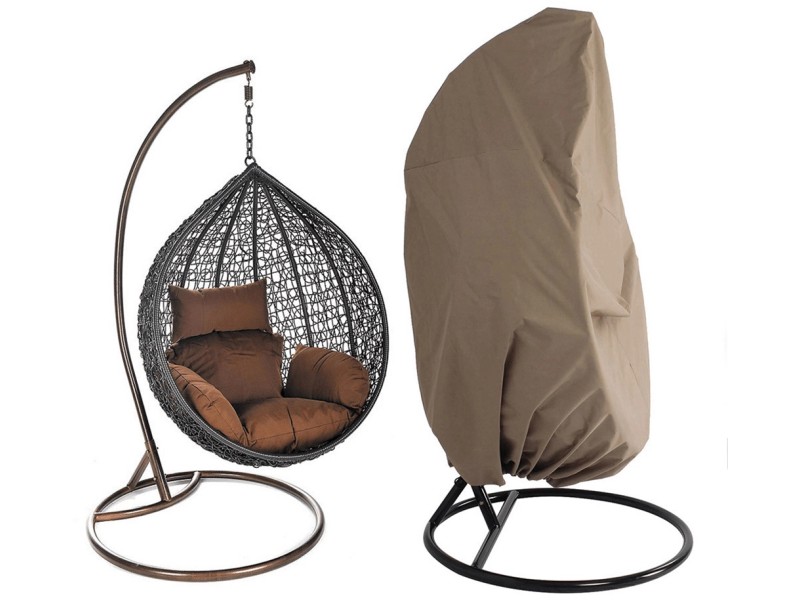 Home Deluxe Hängesessel Cielo Polyrattan Grau inkl. Regenabdeckung