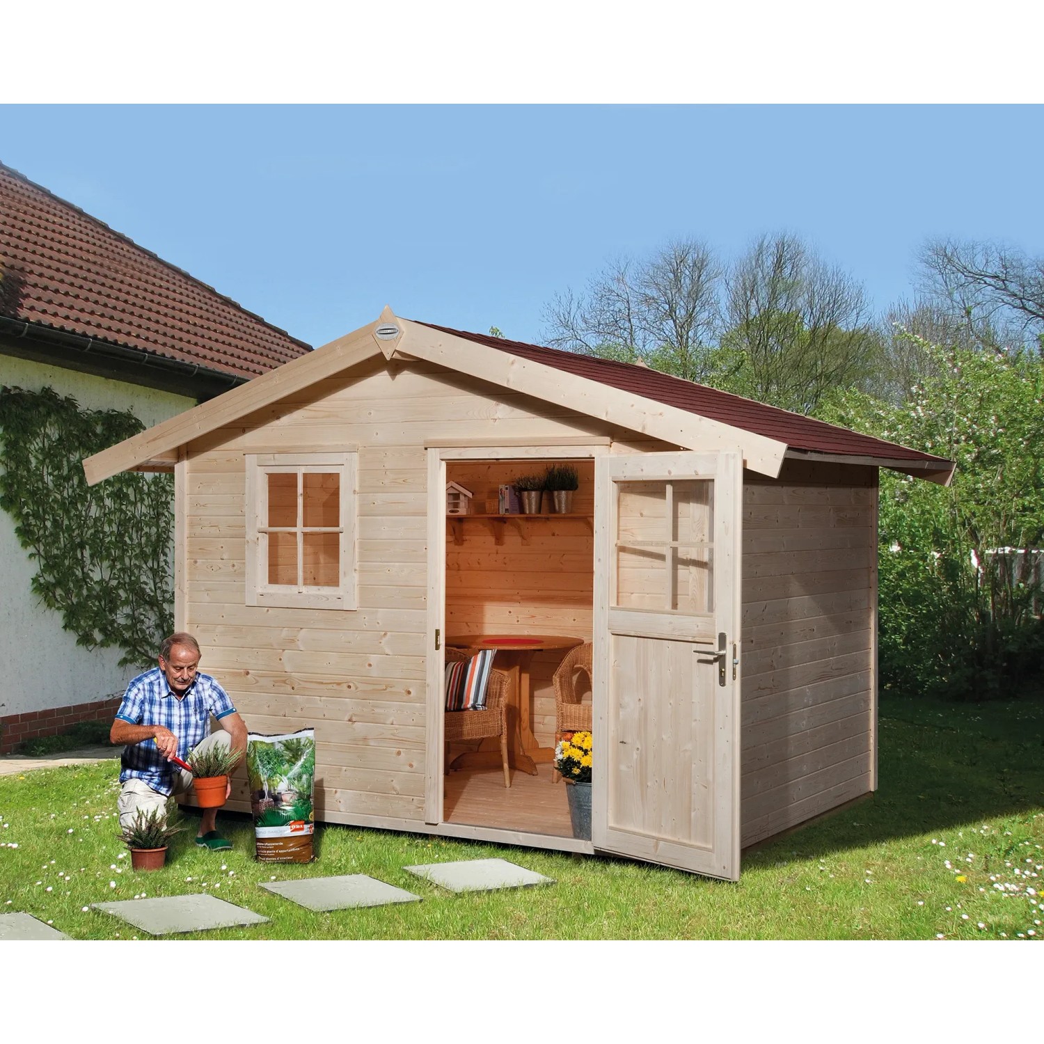 OBI Outdoor Living Holz-Gartenhaus Bozen A Satteldach Unbehandelt kaufen bei OBI