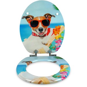 Sanfino WC-Sitz Sunny Dog: Toilettendeckel mit Hundemotiv und Absenkautomatik.