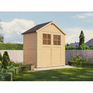 Bertilo Holz-Gartenhaus Osterbek, 181x122cm, Natur, mit Doppeltür und Satteldach.