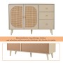 okwish Sideboard mit Türen Schubladen Wohnzimmer 120x40x80cm Beige_7