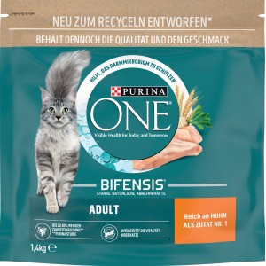 Purina One Katzenfutter Adult Huhn, 1,4kg Beutel. Trockenfutter mit Huhn für ausgewachsene Katzen.