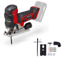Einhell Akku-Stichsäge TP-JST 18/135 Li BL Solo mit Zubehör. Elektrosäge in Rot/Schwarz/Silber.