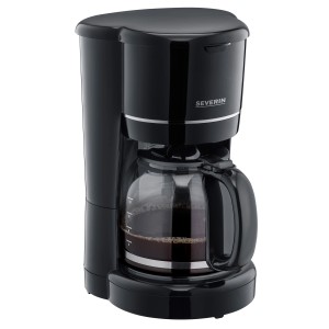 Schwarze Severin Kaffeemaschine KA 4320 mit Glaskanne für bis zu 10 Tassen Kaffee.