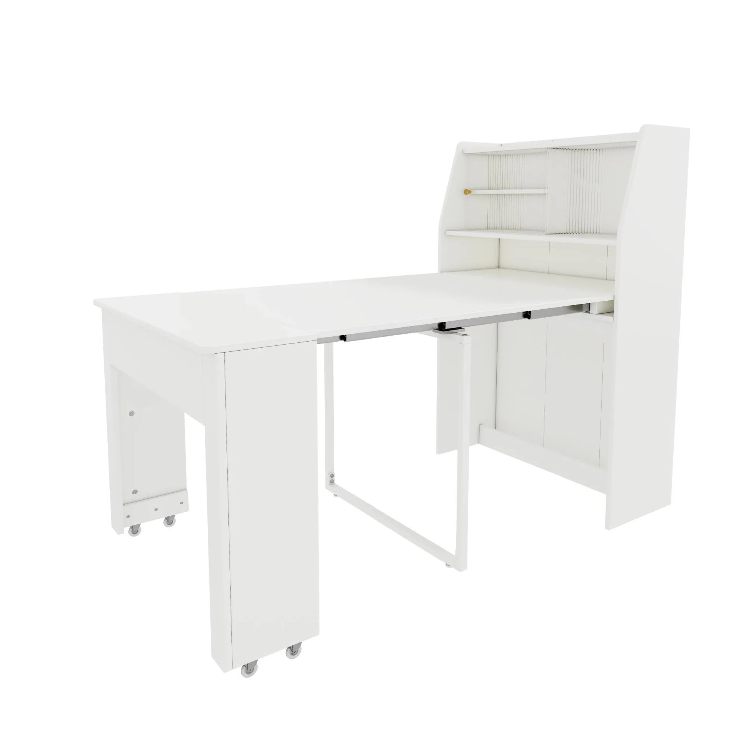 okwish Esstisch Rechteckig mit Stauraum/Stauschrank Einweg-Ausziehtisch 52/133 x 80 cm Weiß
