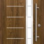 Splendoor Sicherheits-Haustür Berlin Prime RC2 Nussbaum, mit Edelstahl-Applikationen und Glaselement.