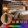okwish Holzbett 160x200cm mit LED USB Stauraum Kopfteil Schlafzimmer Eiche ohne Matratze_7