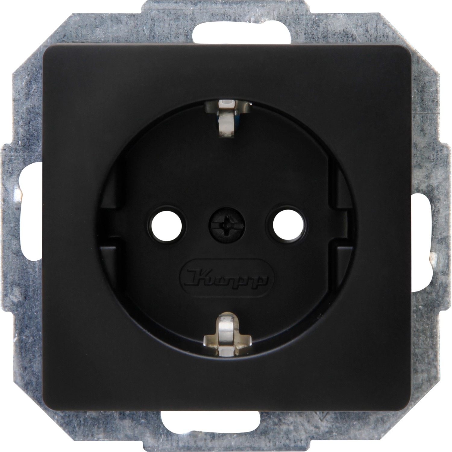 Mattschwarze Kopp Schutzkontakt-Steckdose Paris, 1-fach mit Kinderschutz.