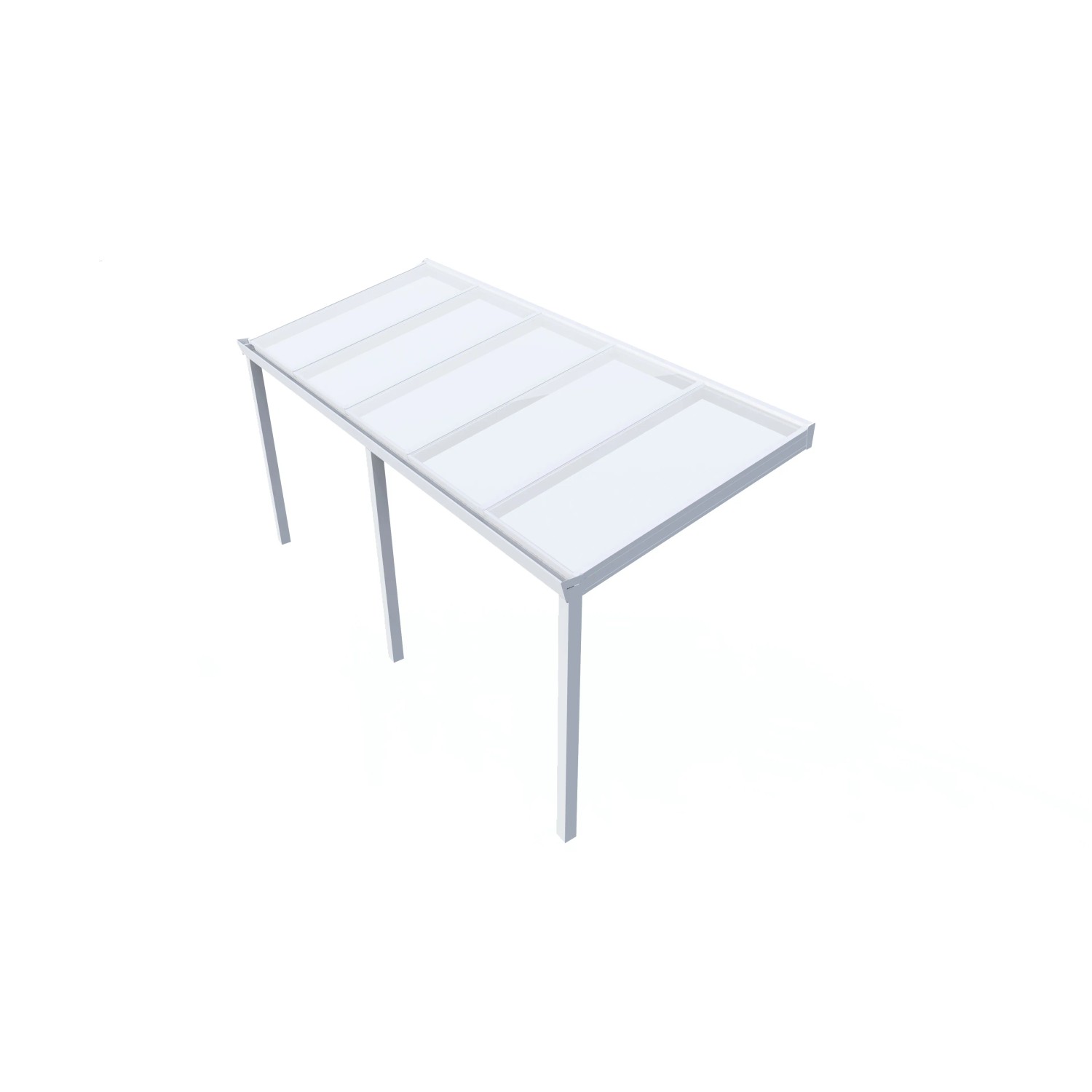 Weiße Terrassenüberdachung Professional, 500x250 cm, mit PC Opal Dachplatten.