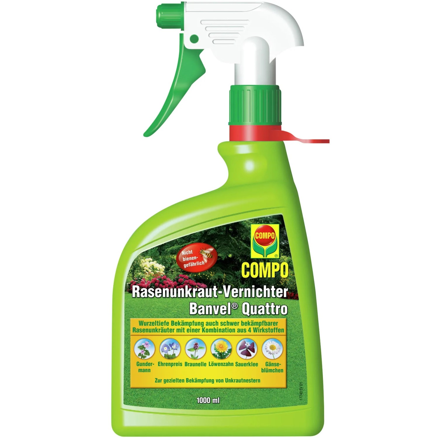Compo Banvel Quattro AF Rasenunkraut-Vernichter, 1000ml Flasche.