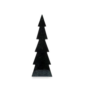Schwarze Deko Tanne aus Holz, 23,5 cm, für die Weihnachtsdekoration.