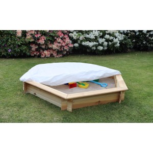 Sandkasten Fynja Sechseckig 173 cm x 148 cm x 21 cm mit Abdeckplane