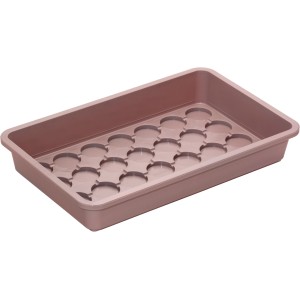 Universal-Anzuchtschale in Taupe, 38x24x6 cm, mit runden Aussparungen für Quelltabs.
