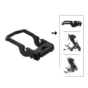 Schwarzes Globber Connect 360 Verbindungsmodul zur werkzeuglosen Befestigung von Go-Up 360 an Stroll Lite Kinderwagen.