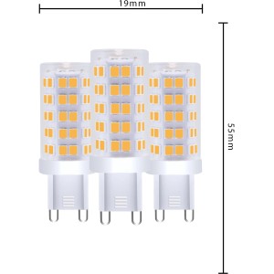 3er Set G9 LED Leuchtmittel, 4,7W, 550lm, warmweißes Licht für Zylinderleuchten und Dunstabzugshauben.