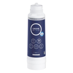 Grohe Blue Umkehrosmose Filter, weiß-blauer Wasserfilter zur Entfernung von Verunreinigungen.