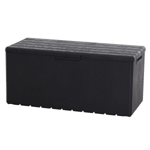 Anthrazitfarbene Toomax Kissenbox Portofino, 124x55x56 cm, für Gartenkissen und -auflagen.