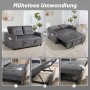 Dunkelgraues HOMCOM Schlafsofa aus Cordstoff, das sich von Sofa zu Bett verwandelt. Ausziehfunktion mit Kissen.