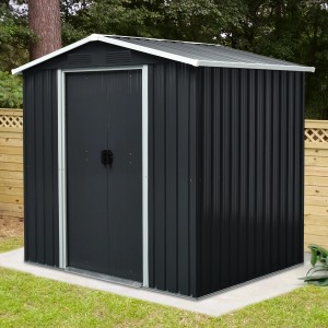 Pergart Metall-Gerätehaus Düsseldorf in Grau-Creme, 2,19 m² Grundfläche.