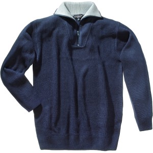 Marineblauer Scheibler Troyer Rügen Arbeitskleidung mit Reißverschluss und grauem Kragen.