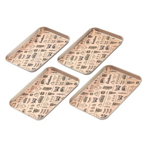 Enders Serviertablett-Set, 4 Edelstahl-Tabletts mit Papierunterlagen für Grillgut.