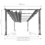 Skizze Pavillon Pergola Gazebo Florida Cocoa mit Maßen: 350x320x235 cm.