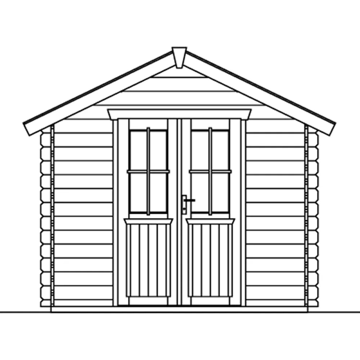 Illustration: Skan Holz Gartenhaus Palma 1, naturbelassen, 250x200 cm. Holz-Gartenhaus mit Doppeltür.