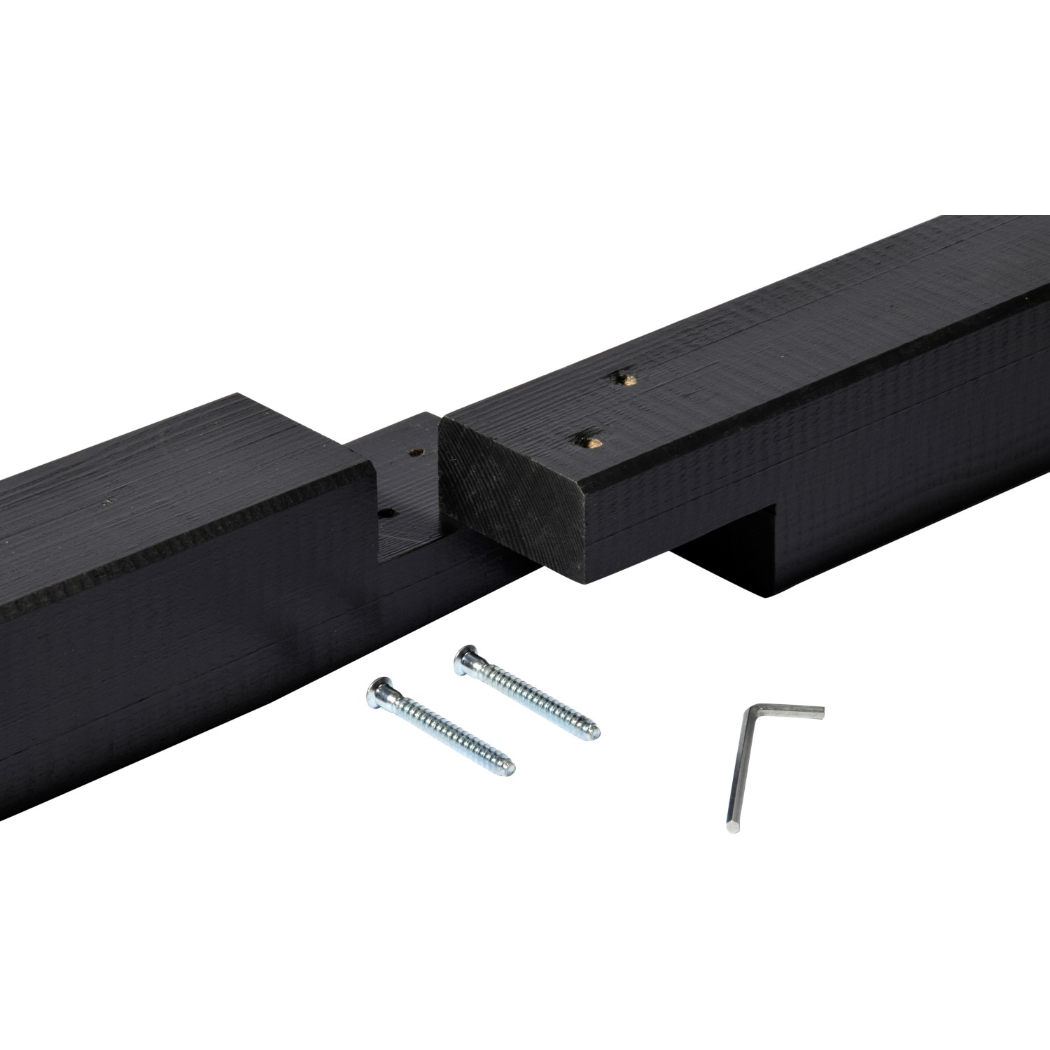 Detailaufnahme Pfahlständer für Dobar Insektenhotel XL, mit Schrauben und Werkzeug.