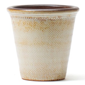 Cremefarbener Kirschke Pflanztopf Python (Ø 24 cm) mit Schlangenmuster für den Innenbereich.
