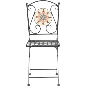 Schwarzer Siena Garden Klappsessel Stella mit Mosaik in der Rückenlehne.