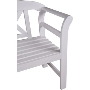 Weiße 2-Sitzer Gartenbank Vancouver aus FSC®-zertifiziertem Holz.