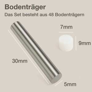 K-Möbel Glasbodenträger 5 mm x 30 mm Edelstahl-Regalbodenträger inkl. Abdeckkappen Made in Germany