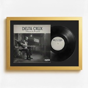 Goldener Schallplattenrahmen 40x60 mit Passepartout für Vinyl & Cover. Edle Wanddeko für Musikliebhaber.