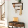 Songmics Wandgarderobe Barnet-old mit Ablage, 10 Haken, braun-schwarz. Garderoben Set mit Bank und Kissen.
