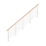 StarWood Metallgeländer Kos, 300 cm, mit Buchenhandlauf und weißen Pfosten.