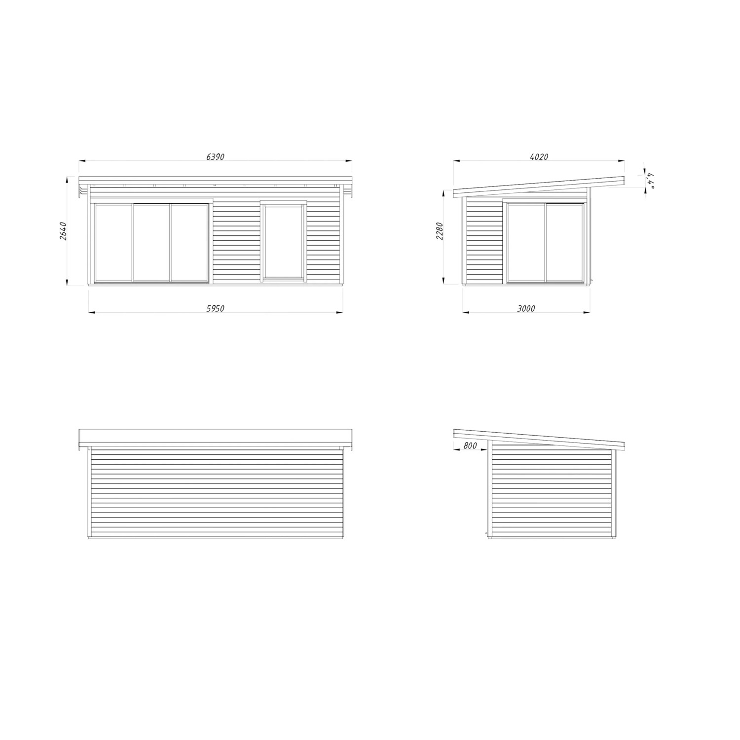 Palmako Gartenhaus Andrea Slide Naturbelassen 595 cm x 300 cm FSC ...
