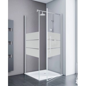 Schulte ExpressPlus Eckdusche mit Drehtür, Seitenwand und Duschwanne, Dekor AlexaStyle2.0, 80x80 cm.