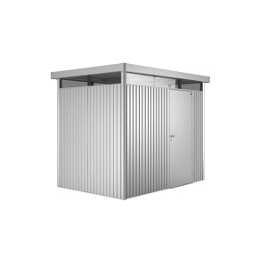 Biohort HighLine Metall-Gerätehaus in Silber-Metallic mit Einzeltür, 4,6 m² Grundfläche.