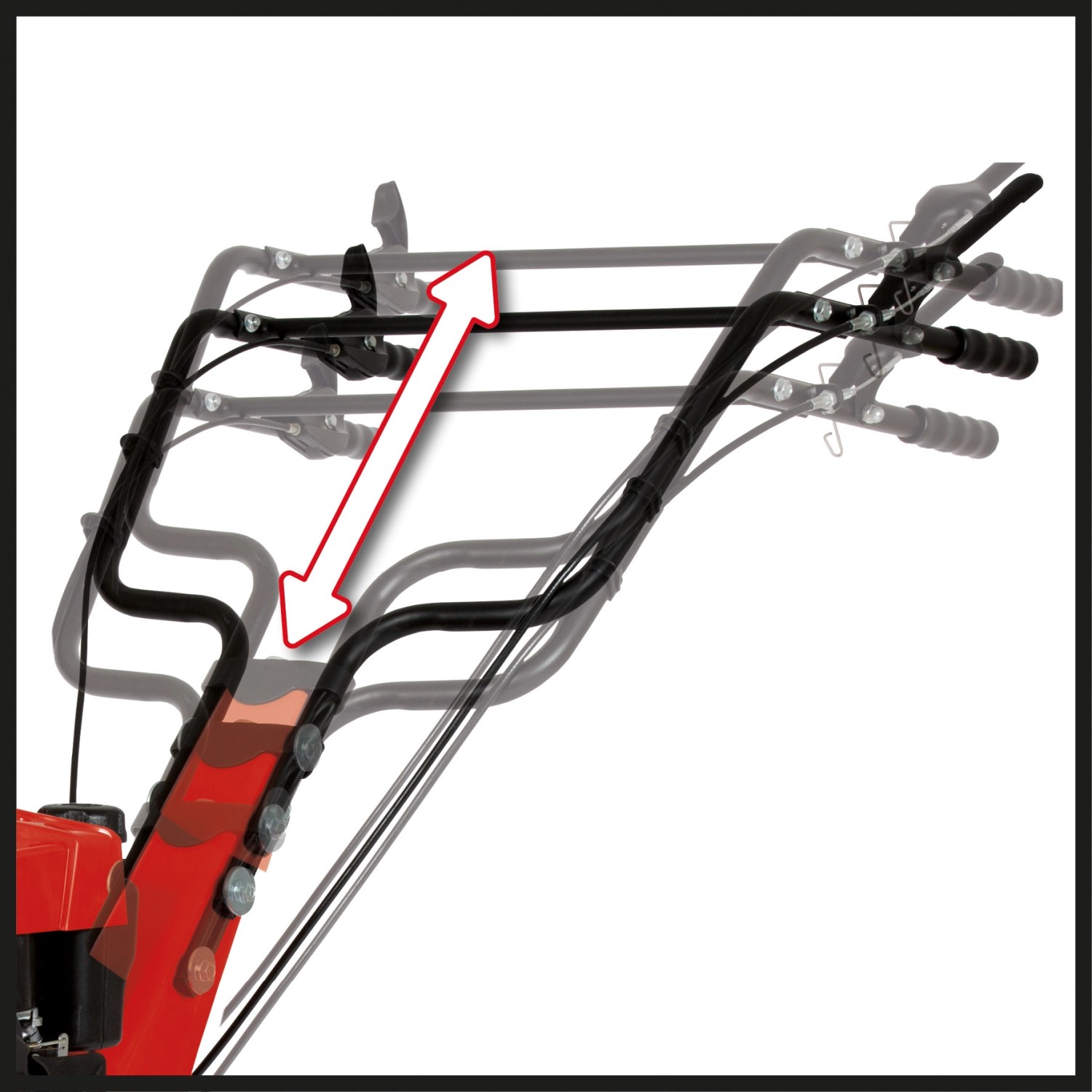 Höhenverstellbarer Griff der Einhell Benzin-Bodenhacke GC-MT 2560 LD.