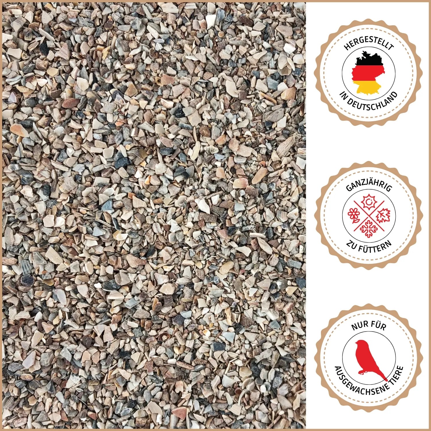 Supravit Vogelgrit, Mineral-Ergänzungsfutter für Vögel & Geflügel. Feiner Grit, ganzjährig für ausgewachsene Tiere, Made in Germany.