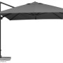 Anthrazitfarbener Schneider Ampelschirm Rhodos Grande 400x300 cm mit Kurbel und Plattenständer.