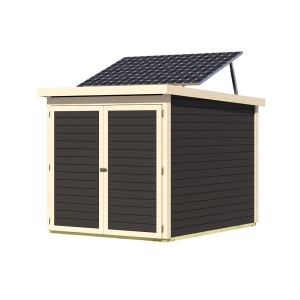 Karibu Fahrradgarage 3 m. Solarkit Terragrau 167 x 159 x 212 cm