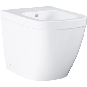 Grohe Stand-Bidet Euro Keramik in Alpinweiß mit Hahnloch und Überlauf.
