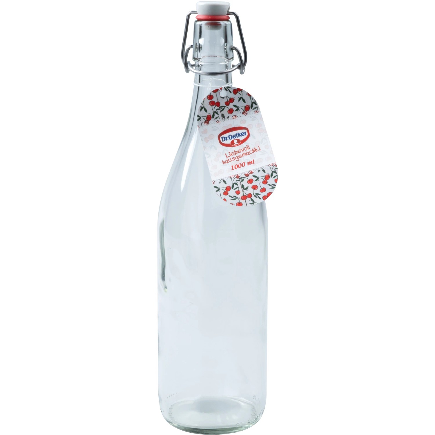 Dr. Oetker Bügelverschlussflasche, 1 Liter, transparent. Ideal für Säfte, Öle und mehr.